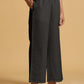 trueBrowns Black Cotton Blend Elasticated Drawstring Straight Pants | Swadesiicart