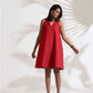 trueBrowns Red Cotton Blend Short Dress | Swadesiicart