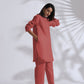 trueBrowns Pink Cotton Blend Pleated Kurta Co-ord Set - Swadesiicart