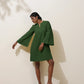 trueBrowns Green Cotton Blend Short Dress | Swadesiicart