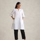 trueBrowns White Cotton Blend Short Kurta | Swadesiicart