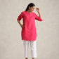 trueBrowns Fuchsia Cotton Blend Short Kurta | Swadesiicart