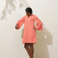 trueBrowns Pink Cotton Blend Short Dress | Swadesiicart