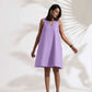trueBrowns Lilac Cotton Blend Short Dress | Swadesiicart