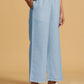 trueBrowns Light Blue Cotton Blend Straight Drawstring Pants | Swadesiicart