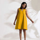 trueBrowns Mustard Cotton Blend Short Dress | Swadesiicart