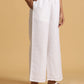trueBrowns White Cotton Blend Elasticated Drawstring Straight Pants | Swadesiicart
