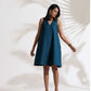 trueBrowns Dark Blue Cotton Blend Short Dress | Swadesiicart