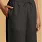 trueBrowns Black Cotton Blend Elasticated Drawstring Straight Pants | Swadesiicart