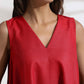 trueBrowns Red Cotton Blend Short Dress | Swadesiicart