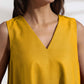trueBrowns Mustard Cotton Blend Short Dress | Swadesiicart