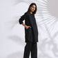 trueBrowns Black Slub Kurta Co-ord Set - Swadesiicart