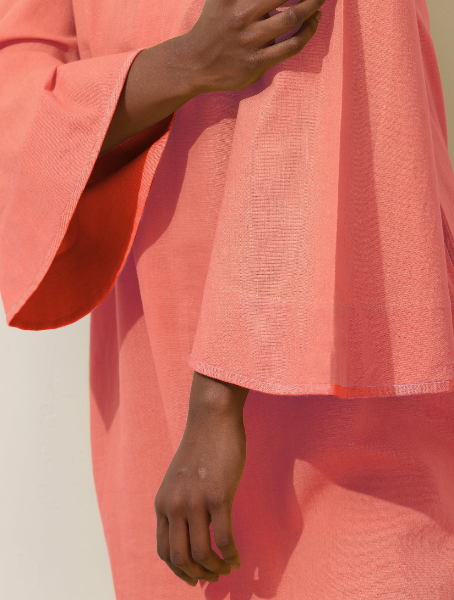 trueBrowns Pink Cotton Blend Short Dress | Swadesiicart