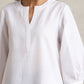 trueBrowns White Cotton Blend Short Kurta | Swadesiicart