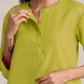 trueBrowns Lime Cotton Blend Short Kurta | Swadesiicart