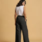 trueBrowns Black Cotton Blend Elasticated Drawstring Straight Pants | Swadesiicart