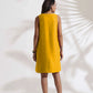 trueBrowns Mustard Cotton Blend Short Dress | Swadesiicart
