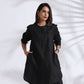 trueBrowns Black Slub Kurta Co-ord Set - Swadesiicart