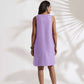 trueBrowns Lilac Cotton Blend Short Dress | Swadesiicart