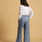 trueBrowns Blue Cotton Blend Elasticated Drawstring Straight Pants | Swadesiicart
