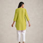 trueBrowns Lime Cotton Blend Short Kurta | Swadesiicart