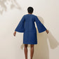trueBrowns Blue Cotton Blend Short Dress | Swadesiicart