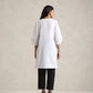 trueBrowns White Cotton Blend Short Kurta | Swadesiicart