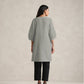 trueBrowns Grey Cotton Blend Short Kurta | Swadesiicart