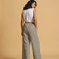 trueBrowns Grey Cotton Blend Elasticated Drawstring Straight Pants | Swadesiicart