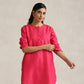 trueBrowns Fuchsia Cotton Blend Short Kurta | Swadesiicart