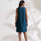 trueBrowns Dark Blue Cotton Blend Short Dress | Swadesiicart