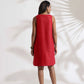 trueBrowns Red Cotton Blend Short Dress | Swadesiicart