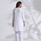trueBrowns White Slub Kurta Co-ord Set - Swadesiicart