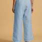 trueBrowns Light Blue Cotton Blend Straight Drawstring Pants | Swadesiicart