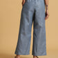 trueBrowns Blue Cotton Blend Elasticated Drawstring Straight Pants | Swadesiicart