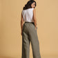 trueBrowns Olive Cotton Blend Elasticated Drawstring Straight Pants | Swadesiicart