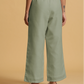 trueBrowns Mint Green Cotton Blend Elasticated Drawstring Straight Pants | Swadesiicart