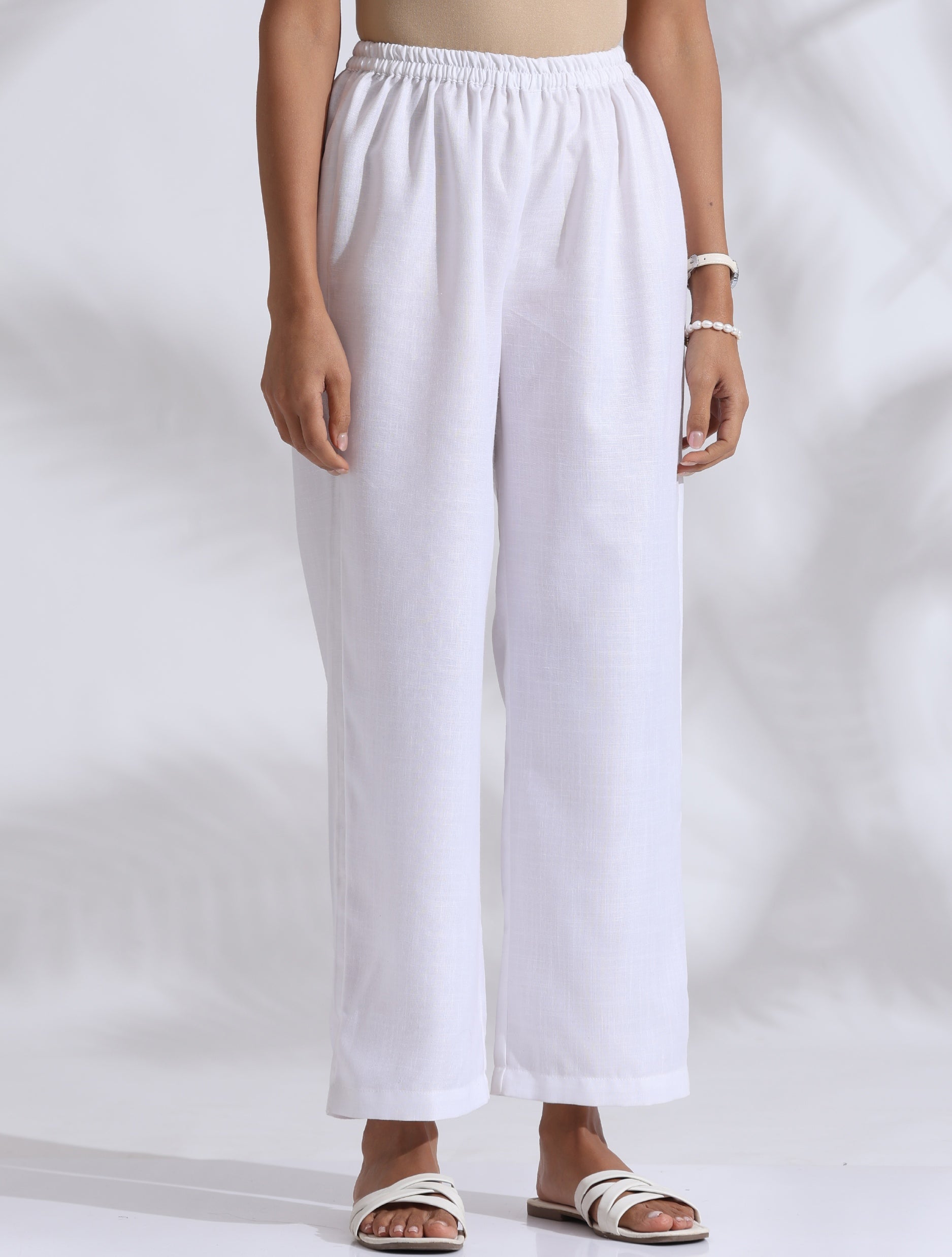 trueBrowns White Slub Kurta Co-ord Set - Swadesiicart