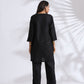 trueBrowns Black Slub Kurta Co-ord Set - Swadesiicart