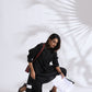 trueBrowns Black Slub Kurta Co-ord Set - Swadesiicart