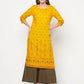 Aniyah Rayon Screen Print Mustard Straight Kurta - Swadesiicart