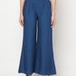 Aniyah Rayon Flared Slip-On Blue Palazzo