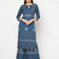 Aniyah Rayon Block Print Straight Blue Kurta - Swadesiicart
