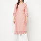 Aniyah Rayon Digital Screen Print Peach Color Straight Kurta - Swadesiicart