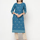 Aniyah Rayon Digital Screen Printed Blue Color Straight Kurta - Swadesiicart