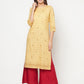 Aniyah Rayon Digital Screen Printed Golden Beige Straight Kurta - Swadesiicart
