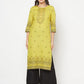 Aniyah Rayon Digital Screen Print Parrot Green Straight Kurta - Swadesiicart