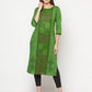 Aniyah Cotton Block Print Green Straight Kurta - Swadesiicart
