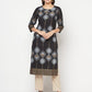 Aniyah Rayon Screen Print Black Straight Kurta - Swadesiicart