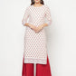 Aniyah Rayon Digital Screen Print White And Red Straight Kurta - Swadesiicart